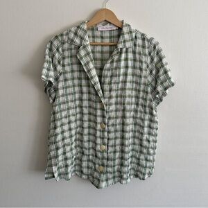 Lisa Says Gah Green Plaid Shirt